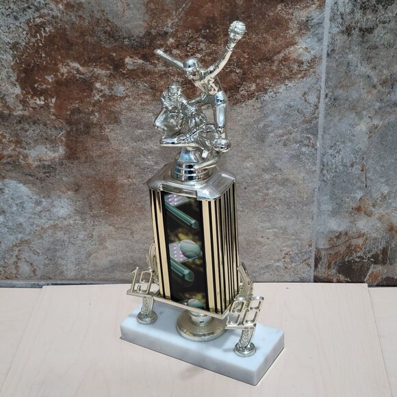 Vintage Mega Baseball Action Play Trophy 1998 Sports Award Marble Base - Picture 7 of 10